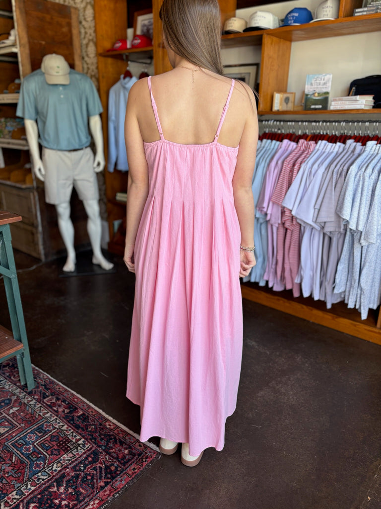 Hibiscus Cotton Pleated Bust Midi Dress