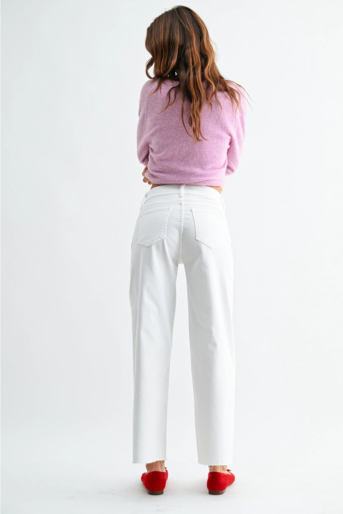 White Stretch Twill Utility Wide Leg Pant