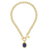 Gold Oval & Blue Lapis Stone Toggle Necklace