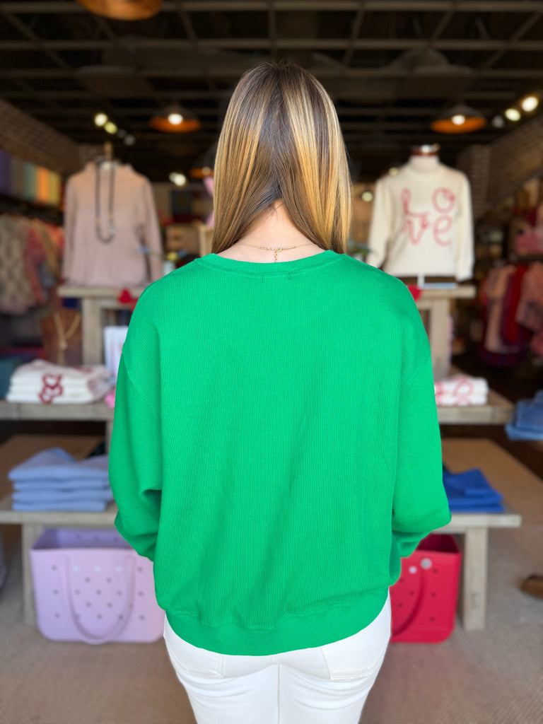 FINAL SALE - "Tee Time" Long Sleeve Knit Top Green
