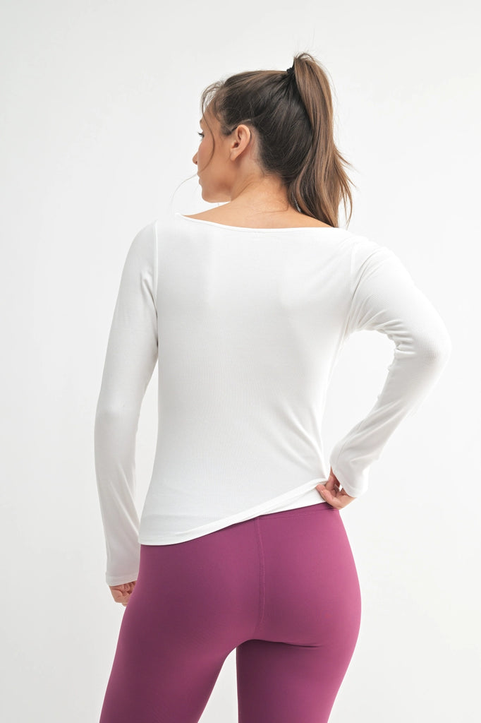 FINAL SALE - Barely There Boat Neck Micro Ribbed Top