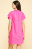 Pink V-Neck Tunic Mini Dress