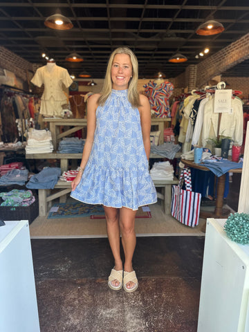 Blue & White Stripe Short Set