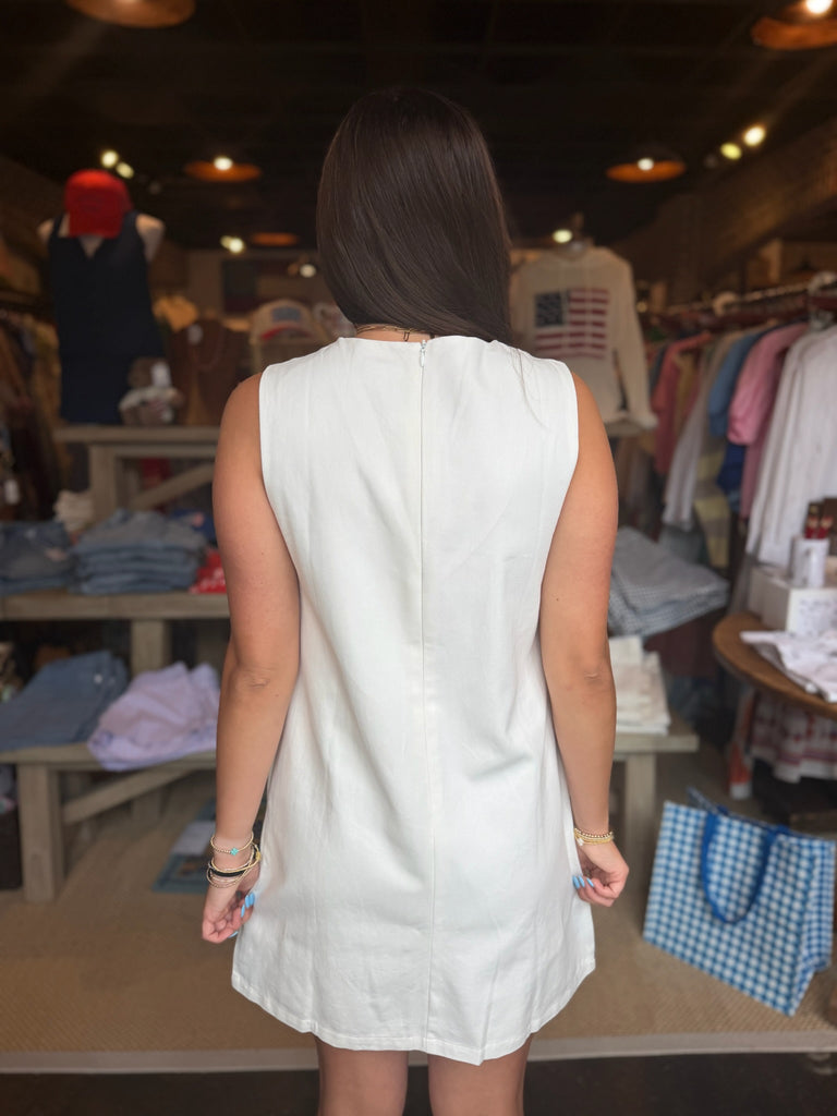 Baby Blue Floral Appliqué Shift Mini Dress
