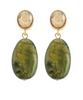 Olive Glass & Mable Stone Oval Drop Earrings